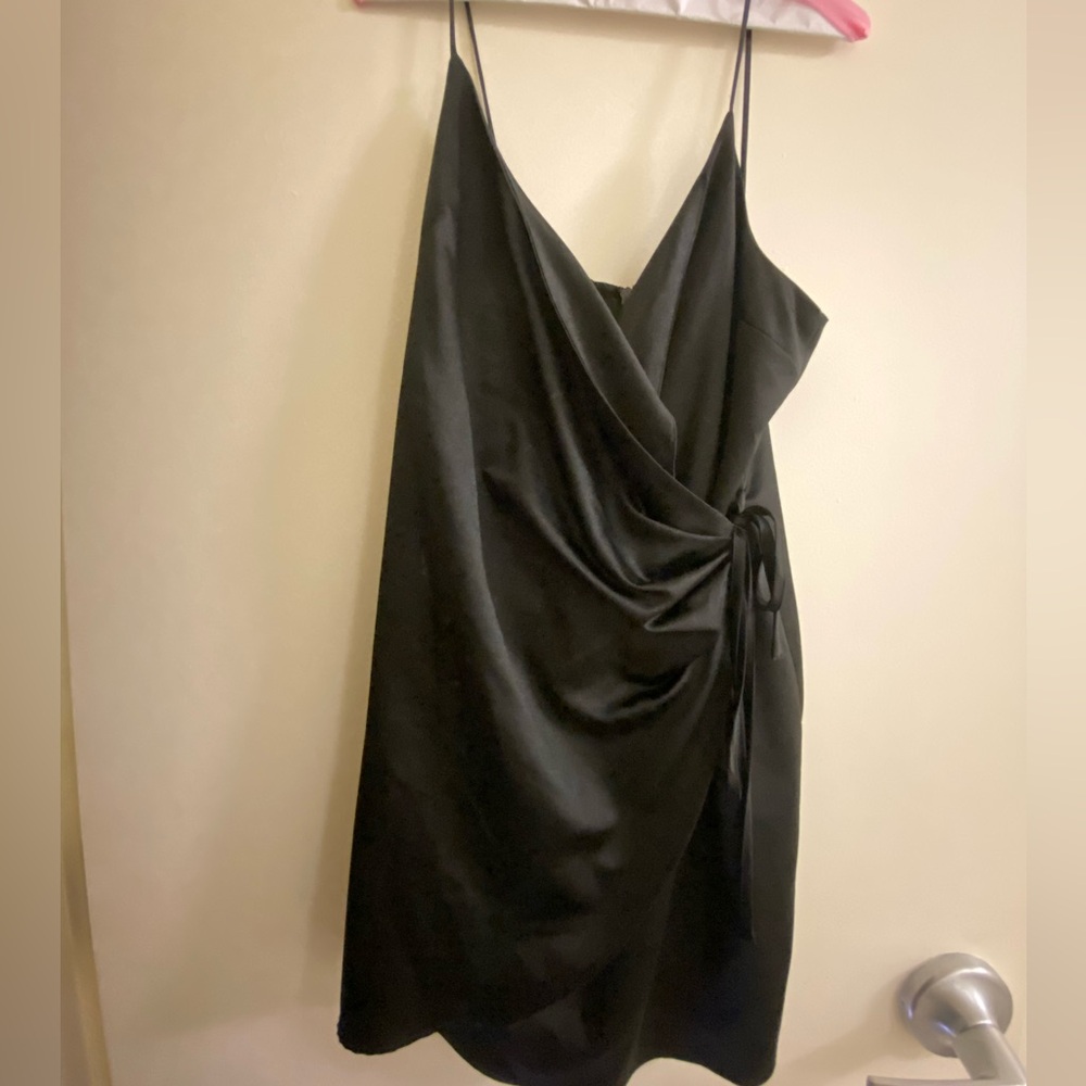 Topshop Black Cross Tie Mini Dress